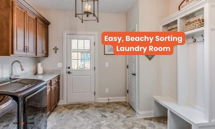 Easy, Beachy Sorting Laundry Room