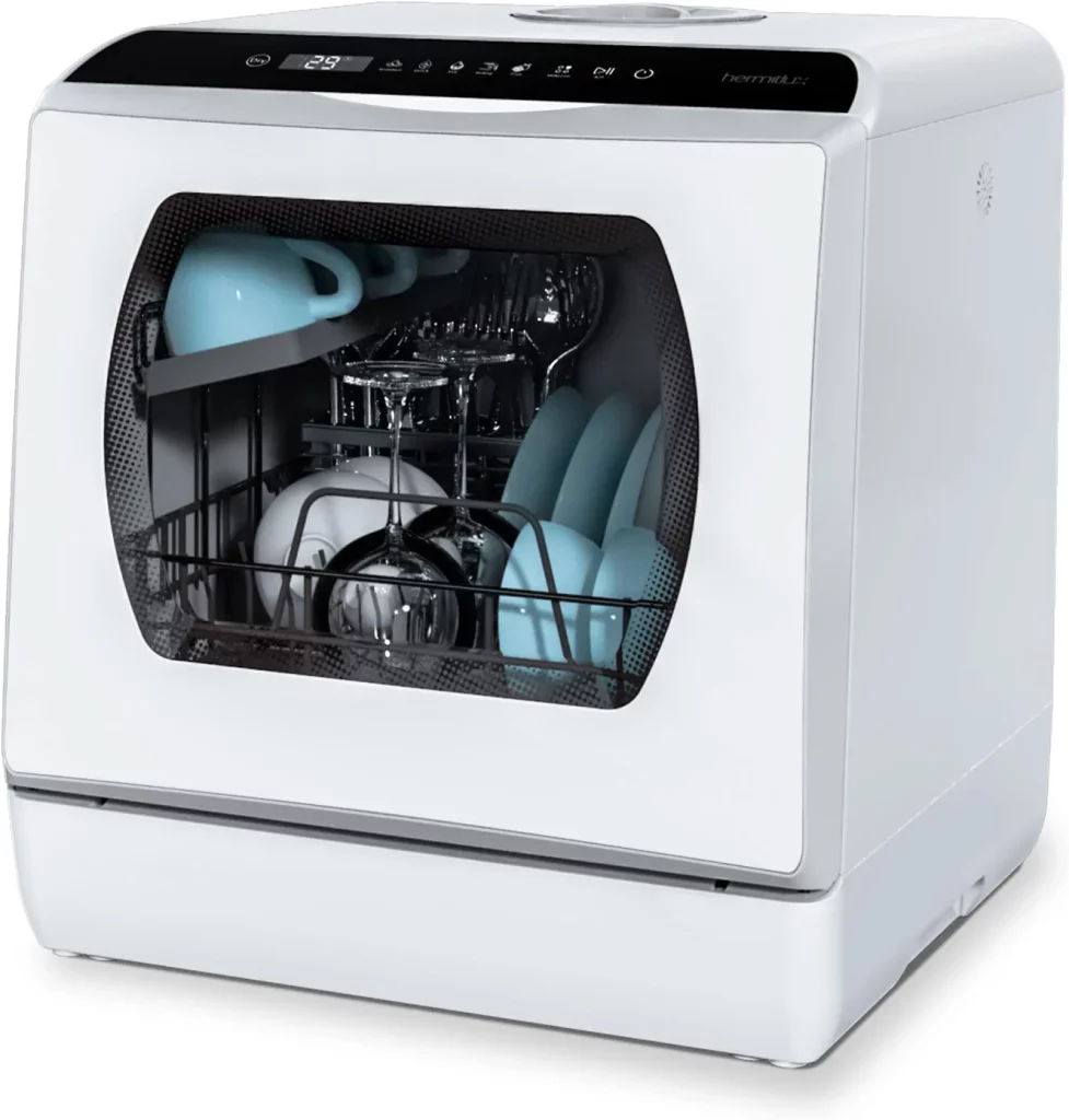 5 Washing Programs Portable Dishwasher With 5-Liter Built-in Water Tank For Glass Door