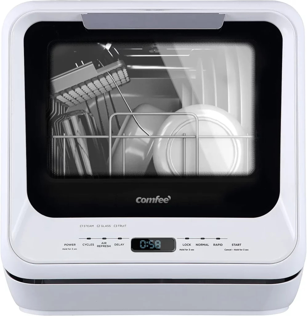 COMFEE' Countertop Dishwasher, Portable Dishwasher with 5L Built-in Water Tank